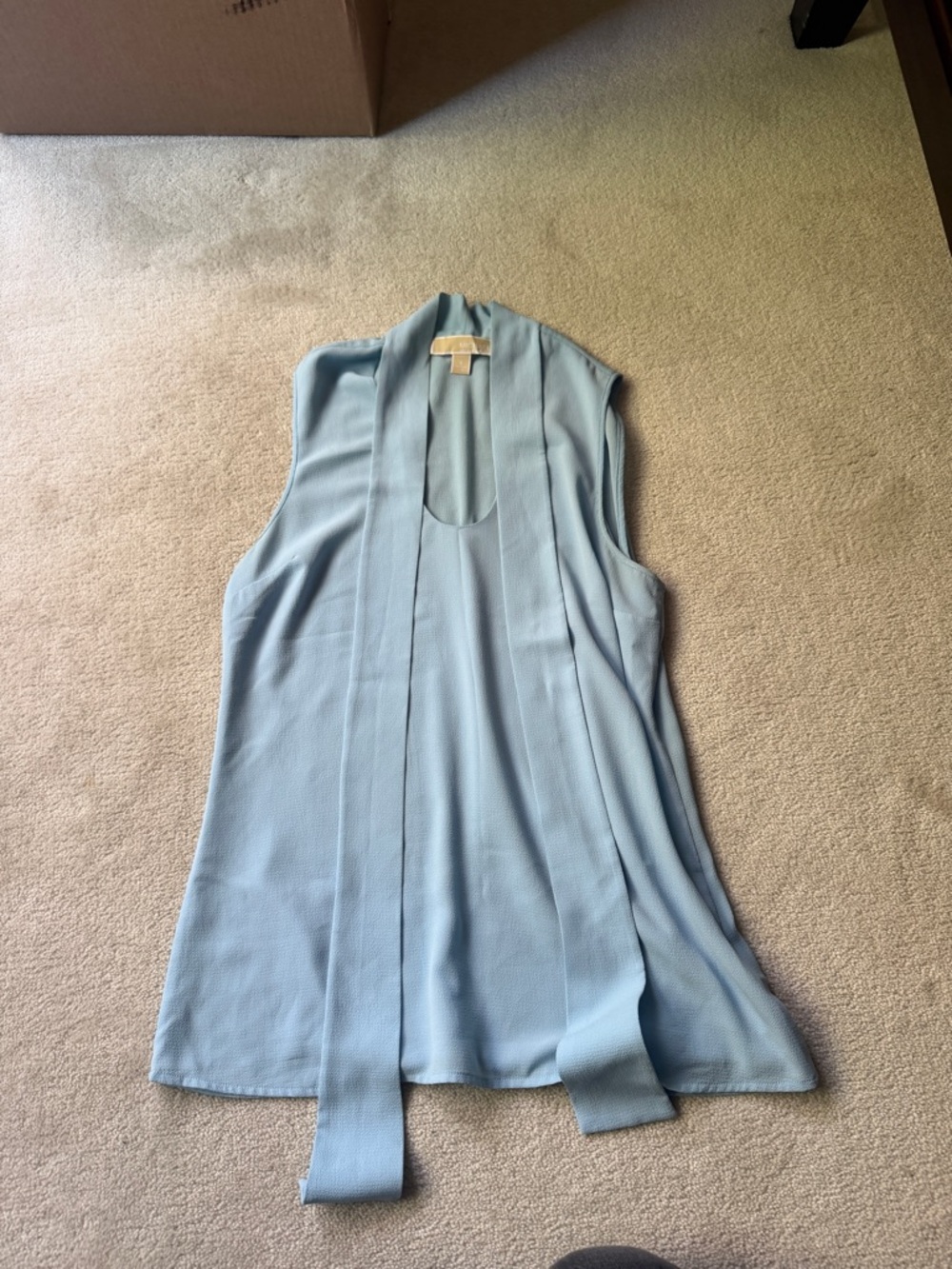 MICHAEL Michael Kors Light Blue Sleeveless Tie-Neck Blouse